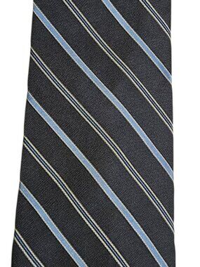 Brooks Brothers Makers Navy Blue Striped Silk Cotton Tie Made USA 60" x 3" t1